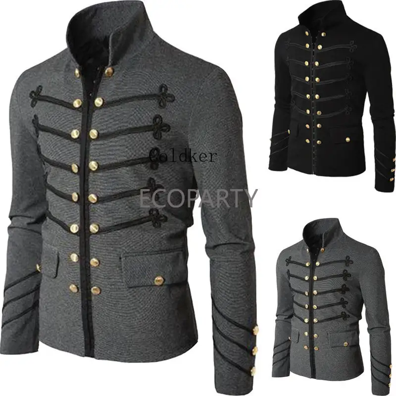 3XL Adult Man Purim Victorian Gothic Style Jacke Reiß verschluss Christian Medieval Knight Solid Mittelalter Männliche Karneval Kleidung ecop