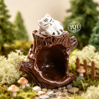 Breloques en résine chat endormi dans un trou d'arbre mignon pour la décoration DIY avec colle crème, ornements, accessoires de micro-scènes
