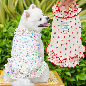 Vestido Floral Transpirable Delgado de Verano para Mascotas, Falda Linda de Princesa para Perros y Gatos con Borde Enrollado, Venta al por Mayor Transfronteriza - Product Image 1