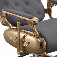 Fauteuil de Barbier Professionnel Vintage en Cuir Artisanal, Inclinable Hydrauliquement, Robuste, avec Rotation à 360 Degrés
