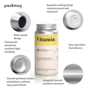Bouteille en aluminium de qualité alimentaire multi-tailles pour bonbons, gommes, compléments alimentaires, vitamines, comprimés, capsules - Pot à pilules en gros - Product Image 3