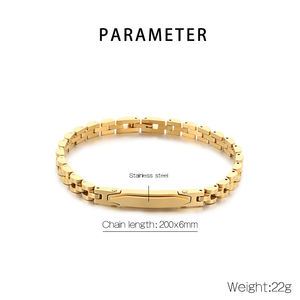 Bracelet chaîne de montre en acier inoxydable gravable sur mesure de 6 mm <span class=keywords><strong>pour</strong></span> hommes et femmes |   <span class=keywords><strong>Bijoux</strong></span> unisexes <span class=keywords><strong>pour</strong></span> couples, ajustables, <span class=keywords><strong>or</strong></span>, argent, noir - Product Image 2