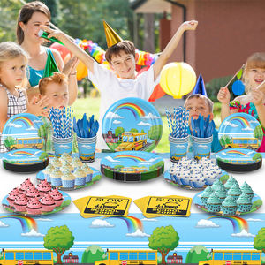 Les fournitures de fête du retour à l'école <span class=keywords><strong>pour</strong></span> enfants de la <span class=keywords><strong>maternelle</strong></span> comprennent de la vaisselle jetable telle que des assiettes en papier et des gobelets en papier - Product Image 1