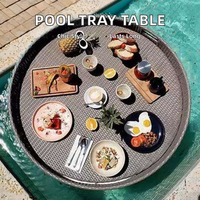 Table flottante moderne en rotin en forme de cœur pour piscine, idéale pour appartements, hôtels, parcs, villas et piscines – Mobilier d'extérieur