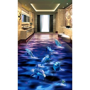 Tranh Tường Hình Cá Heo Đại Dương Thế Giới 3D Tấm Phủ Sàn In <span class=keywords><strong>PVC</strong></span>, Sàn Vinyl Thân Thiện Với Môi Trường/100% Chống Nước Trong Nhà Hiện Đại 333002 - Product Image 3