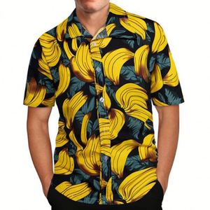 Chemise hawaïenne d'été pour <span class=keywords><strong>hommes</strong></span> Chemise décontractée imprimée banane Chemises de plage amusantes Streetwear à manches courtes Vêtements de marque pour <span class=keywords><strong>hommes</strong></span> - Product Image 1