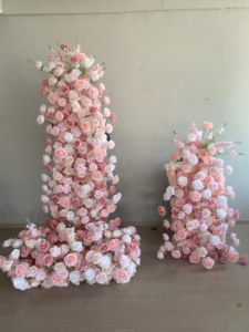 Tour de fleurs artificielles roses et violettes pour gâteau de mariage, arrangement pour centre de table et décoration de fond - Product Image 4