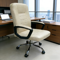 Chaise de bureau moderne de haute qualité en Chine, sur roulettes, en cuir, chaise de patron de bureau, chaise de PDG, crème blanche, haute