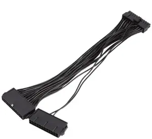 24Pin güç kaynağı Synchronizer erkek kadın ATX bilgisayar 30cm 24 Pin çift PSU uzatma kablosu için bilgisayar adaptörü