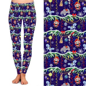 Gran oferta, estampado de Color azul marino, Color arcoíris, pata de perro, estampado de hueso, polainas suaves de cintura alta - Product Image 6