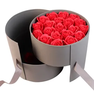 Kotak Hadiah Pernikahan Karton Bulat Mewah Kertas Silinder Bunga Hadiah Sabun Mawar Dalam Kotak Hadiah