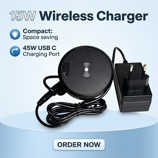 Fast Delivery Minimalist Desk Power Socket Strip IP44 Wireless Charger with 40W USB Charging+45W Type-C Charging