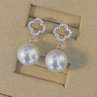Boucles d'oreilles pendantes en argent sterling 925, perle d'eau douce de 10 mm, plaqué rhodium, bijoux tendance pour femmes, cadeau pour mariage, fiançailles, fête