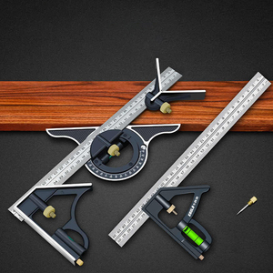 Règle d'angle multifonction réglable en acier inoxydable 300 mm, règle d'angle carrée mobile pour le travail du bois - Product Image 1