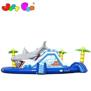 Raksasa Inflatable Air Hiu Park Inflatable Air dengan Kolam Renang Dijual