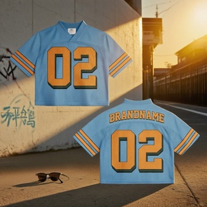 เสื้อยืดโอเวอร์ไซส์สตรีทแวร์ทรงครอปพิมพ์ลายสั้น ดีไซน์ย้อนยุค สำหรับฟุตบอลและบาสเกตบอล ผ้าโพลีเอสเตอร์ 100% คุณภาพสูงสั่งทำพิเศษ - Product Image 2