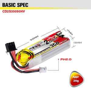 CODDAR-batería LiPo 2S, 350MAH, 7,6 V, 90C, PH2.0, FPV, polímero de litio, HV, LiHV - Product Image 5