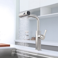 Robinet de cuisine à cascade à poignée unique-Pulvérisateur à tirette pour éviers à 1/3 trous (RV/Utilitaire/Blanchisserie)