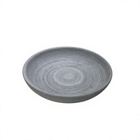 Bol décoratif pour fruits en résine de poudre de pierre à texture poreuse brossée en spirale, gris clair mat, imitation béton, peu profond, rond, à large ouverture