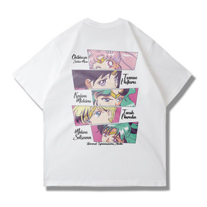 Camiseta <span class=keywords><strong>de</strong></span> Manga Corta <span class=keywords><strong>de</strong></span> Franela con Diseño <span class=keywords><strong>de</strong></span> <span class=keywords><strong>Sailor</strong></span> <span class=keywords><strong>Moon</strong></span>, Anime, Chica Marinera Guerrero, Unisex, Corte Holgado, 100% Algodón - Product Image 4