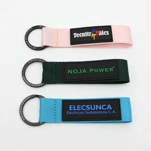 Wholesale New Nylon Polyester Wrist Strap Jet Tag 2D PVC Rubber Patch Short Lanyard Keychain With Keyring