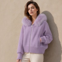 Chaqueta de Lana con Capucha Informal para Otoño e Invierno Weisilili, Chaqueta Corta Personalizada de Doble Cara para Mujer, Abrigo de Lana de Alpaca con Cuello de Piel de Zorro