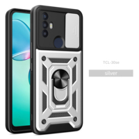 Funda Compatible con Tecno Spark 10c con Protector de Lente Deslizante, Anillo de Soporte Integrado y Soporte Estable