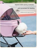 Poussette double pour animaux de compagnie avec support détachable Chariot à 4 roues pour chiens et chats Fermeture à glissière Panier de rangement portable et respirant