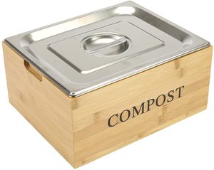 Poubelle de cuisine pour aliments, en <span class=keywords><strong>bois</strong></span>, anti-rouille, en acier inoxydable, 1 pièce - Product Image 1