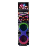P-21204 Enceinte de karaoké intelligente Android 12 100W RMS Double Woofer 12'' + Tweeter Écran tactile 15,4'' 2 micros sans fil Lumière LED RGB