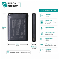 Paket Baterai Lithium Ion 3.7V 4000mAh untuk Pemanas Baju, Sarung Tangan, dan Pelindung Lutut, Kapasitas Besar, Ringan, OEM
