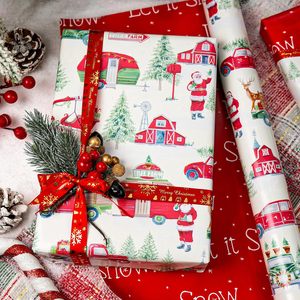 Burymento Christmas <b>Wrapping</b> <b>Paper</b> 17 In X 32.8 Ft Reversible Santa Car Design Gift Wrap For Holiday Crafting - Product Image 1