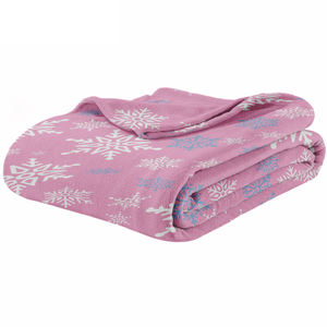 Couverture en <span class=keywords><strong>polaire</strong></span> double face à fibres courtes douces à motif flocon de neige pour promotion saisonnière en chaîne de magasins - Product Image 1