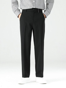 <span class=keywords><strong>Pantaloni</strong></span> Casual da uomo autunno inverno 2025 nuova moda Joker dritti <span class=keywords><strong>pantaloni</strong></span> drappo a vita media con cerniera Flat Front Style - Product Image 2