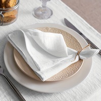 Serviettes en coton et lin classiques personnalisées, faites à la main, pour la cuisine, la maison, l'avion, blanches, unies, pour mariage