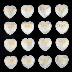 <strong>Chakra</strong> Natural Clear Quartz Heart Stone with <strong>Engraved</strong> MBTI Personality Reiki Polished Palm <strong>Stones</strong> Handmade Crafts for Women Men - Product Image 3