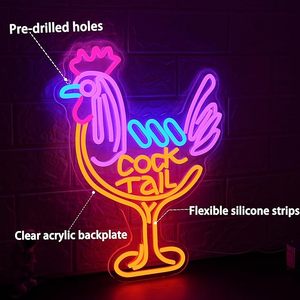 <strong>Cocktail</strong> Glass Neon <strong>Sign</strong> for Wall Decor Unique <strong>Cocktail</strong> LED Neon <strong>Sign</strong> Dimmable Rooster Light up <strong>Sign</strong> - Product Image 4