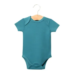 2023 GOTS Certified Organic Cotton Kids Infant Clothing New Born Romper Plain Baby Summer Bodysuit