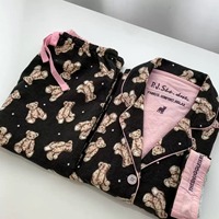 100% Katun Celana Panjang Lengan Panjang Piyama Satin Set Dua Potong Kasual Baju Tidur Baru Set Piyama Wanita Sutra