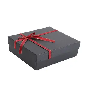 高品质豪华定制硬质硬纸盖和底座包装盒物质层压花盒带丝带礼品盒