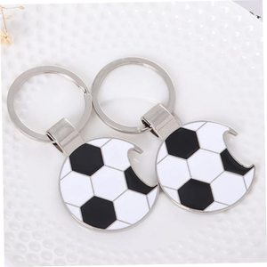 Soccer Ball Shape Zinc Alloy Bottle Opener Keychain Fashion Round Metal <b>Key</b> <b>Ring</b> Silver Color - Product Image 1