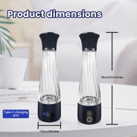 Générateur d'eau hydrogénée portable 350 ml avec écran LED, bouteille d'eau riche en hydrogène alimentée par USB pour la maison, les voyages, l'extérieur et la salle de sport