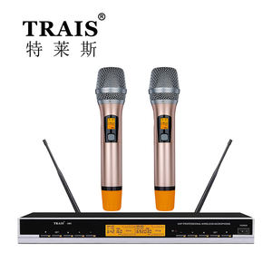 Trais ไมโครโฟนไร้สายสองช่องสีฟ้าไมโครโฟน KTV คลับไมโครโฟน<span class=keywords><strong>คาราโอเกะ</strong></span> - Product Image 3