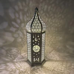 Personnalisable Métal Artisanat Prophète Arabe Muhammad Star-Lit Ramadan Lanterne Karim Eid Home Decor avec Musique et Lumière - Product Image 3