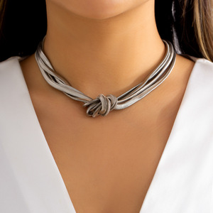 Cadena de espiga de diseño creativo, collares de pulsera en capas, collar de nudo chapado en oro de hip hop para <span class=keywords><strong>mi</strong></span> <span class=keywords><strong>hija</strong></span> - Product Image 6