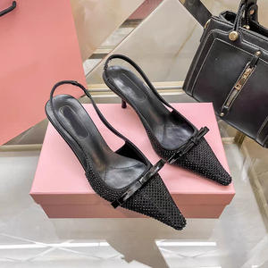 <span class=keywords><strong>Sandales</strong></span> sexy à bout carré fermé et <span class=keywords><strong>talon</strong></span> aiguille 6-8 cm pour femme, modèle tendance 2026, avec nœud et <span class=keywords><strong>strass</strong></span>, directement de l'usine de Hong Kong - Product Image 4