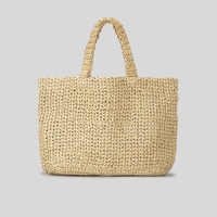 Bolso Tote Casual de Paja para Mujer, Tejido a Mano, Ligero, Portátil, de Gran Capacidad, con Cierre de Cremallera, Ideal para la Playa en Verano