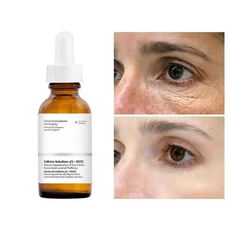 5% Koffeinlösung mit EGCG Verbesserung der dunklen Kreise Augenserum 30 ml Anti-Puffy Entfernen von Augenbeuteln Serum