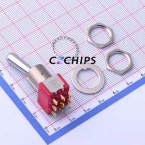 7301TPZGE Toggle Switch Through hole Component (THT) Switch 3-Pole Double Throw 120V 28V Cylindrical Knob - Product Image 2