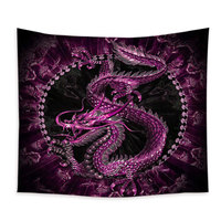 Tapisserie Totem Dragon Chinois, Décoration Murale Château de Dessin Animé, Mandala Tissé pour Décoration Intérieure, Tapis de Chambre, Couvre-lit, Tapis de Plage, Tapis Art